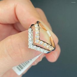 Wedding Rings Stackable Brand Jewellery Heart Rose Gold Silver Color Austrian Crystal Stone Women 2023 Female Gift Design