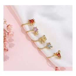 Dangle Chandelier Summer Cute Ocean Animals Earrings Marine Organism Ear Clips Jellyfish Zircon Turtle Starfish Ears Cuffs For Gir Dh7Pn