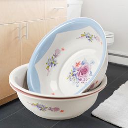 Bowls Antique Enamel Bowl Washbasin With Chinese Traditional Totems High Capacity Home Restaurant Kitchen Container Soup Pot Gift