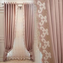 Curtain Custom Curtains Luxury Living Room Princess Pink French Warm Velvet Simple Solid Panel Cloth Blackout Tulle Drapes B143