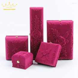 Jewellery Pouches Rose Embossed Box Ring Bracelet Necklace Pendant Packaging Display Press On Nails