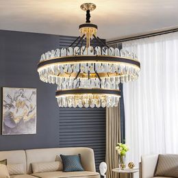 Chandeliers LED Postmodern Round Oval Crystal Chandelier Lighting Lustre Suspension Luminaire Lampen For Dinning Room