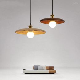 Pendant Lamps Nordic Solid Wood Simple Japan Style Walnut Wooden Lamp Hanging Light For Dinning Room El Seaside Project Lighting