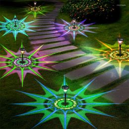 Dynamic Solar Pathway Light Auto Sensing Garden Lights Waterproof RGB Lawn Lamp Yard Patio Walkway LED Landscape Lighting