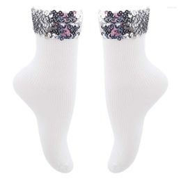 Women Socks Fashion Winter Women's Original Design High Quality Handmade Sequins Solid Colour