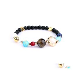 Arts And Crafts Universe Galaxy The Eight Planets In Solar System Guardian Star Natural Stone Beads Charm Bracelet Bangle For Women Dh6Pb