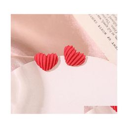 Stud Fashion Jewellery S925 Sier Post Rose Red Heart Earrings Cute Drop Delivery Dhs2E