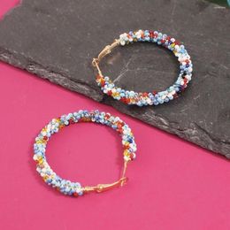 Hoop Earrings Multicolor Resin Beads For Women Handmade Statement Big Round Bohemia Jewelry UKEN