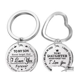 Key Rings Ring Stainless Steel I Love You Keychain My Son Daughter Keyrings Bag Hangs Fashion Jewellery Dhs X20Fz Drop Delivery Dhqv9