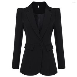 Women's Suits High Quality Designer Dark Ladies Office Work Single Button Blazer