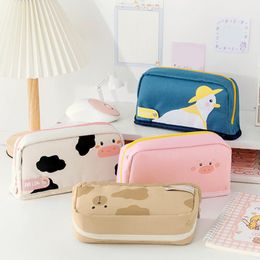 Cosmetic Bags & Cases Simple Large Capacity Pencil Bag Cute Student High Case Kawaii Animal Storage Stationery Cartoon