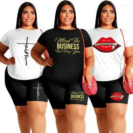 Women's Tracksuits Shorts Sets Plus Size Casual Outfits Print T Shirt And Short Leggings Two Piece Women Sport Suit Summer Wholesale Drop