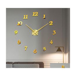 Wall Clocks 48 Large Clock 3D Diy Acrylic Mirror Sticker Quartz Needle Watch On The Living Room Decoration Oversize Drop Delivery Ho Dhntm