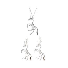 Earrings Necklace Creative Hyperbole Horse Skeleton Pendants Necklaces Jewelry Set Women Personality Punk Alloy Drop Delivery Sets Ot97V