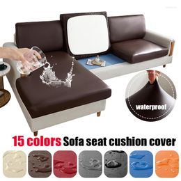 Chair Covers PU Leather Waterproof Sofa Cover For Living Room Kid Pets Solid Colour Slipcover Couch Seat Cushion Washable Removable