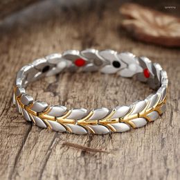 Bracelets Magnetic Slimming Function Bracelet Female Chain Gold Stainless Steel Healthy Energy Healing