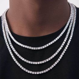 Tennis Necklace Chains Hiphop Tide Men's Necklace Zircon 18/20/22/24mm Snap Hook Bracelet Tennis Necklaces For Men And Women Fashion Iced Out Chains Jewellery