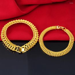 Link Bracelets Mens Womens Bracelet Gold Color Wrist Chain Charm Christmas Gift Fashion Jewelry Couple