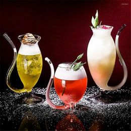 Wine Glasses 200/300/320ml Whiskey Glass Heat Resistant Sucking Juice Milk Cup Tea With Drinking Tube Straw