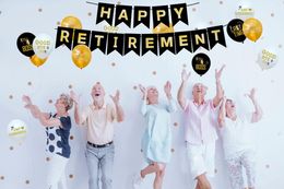 Party Decoration SURSURPIRSE Golden Retirement Theme Happy Paper Letters Banner For Men Women Celebrate Supplies