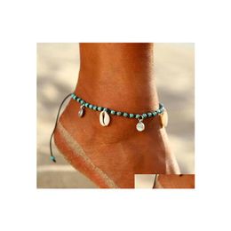 Charm Bracelets Bohemian Fashion Jewellery Shell Beads Anklets Summer Beach Ankle Bracelet Handmade Drop Delivery Dhxpc