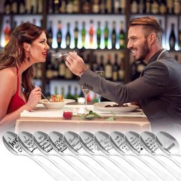 Dinnerware Sets Wedding Gifts Valentine's Day Stainless Steel Long Handle Spoon Tableware Personalized Gift Spoo #50g