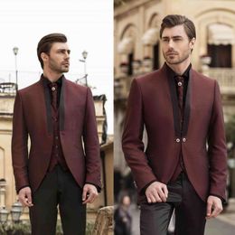 Customize tuxedo Double-Breasted Handsome Shawl Lapel Groom Tuxedos Men Suits Wedding/Prom/Dinner Man Blazer Jacket Pants Tie Vest W1228