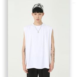 Men's Tank Tops T-shirts South Korea Summer Loose Color Cotton Sleeveless Sport Vest Large Size High Street Hip Hop