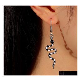 Dangle Chandelier Fashion Jewelry Black White Snake Earrings For Women Snakes Drop Delivery Dhkzi