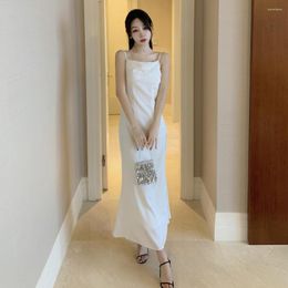 Casual Dresses Summer White Maxi Wrap Slip Dress Women 2023 Long Elegant Bodycon Backless Formal Strap For Wedding Guest Bridesmaid