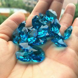 Chandelier Crystal Camal 50Pcs 14MM Sky Blue Prism Octagonal Loose Beads 2 Holes Lamp Part Suncatcher Garland Hanging DIY