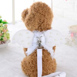 Dog Collars Cute Angel Wing Princess Pet Harness Leashes Puppy Pearl Accessories Adjustable Size S-L For Small Dogs