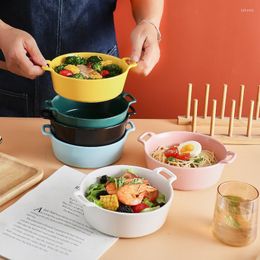 Bowls Japanese Ceramic Bowl Soup Noodle With Handle Salad Instant Kitchen Dishes Table Household Tableware