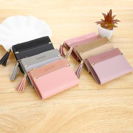 Wallets Fashion Tassel Ladies PU Leather Wallet Women's Short Girls Scrub Coin Purse Multi-card Buckle Female Small Zipper