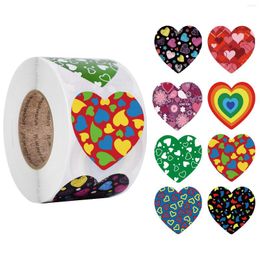 Jewelry Pouches 500 Heart Shaped Sticker Labels Colorful Love Stickers Self-Adhesive For Wedding Party Valentine's Day Decorative