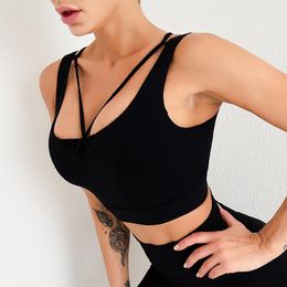 Yoga Outfit Sexy Backless Sports Bra Women Sportswear Crossover Design Workout Top For Fitness Wear Gym Underwear Active 2023