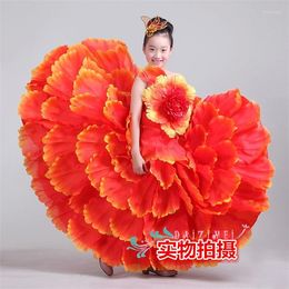 Stage Wear Children 's Dance Costume Expansion Skirt Modern Performance Petal Spanish Flamenco Dress 540 720