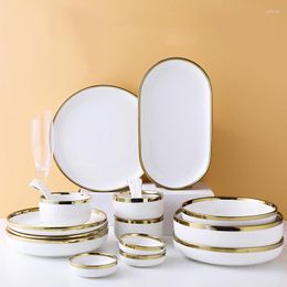 Bowls White Porcelain Plates For Dinner Set Dishes Salad Soup Bowl Ceramic And Tableware