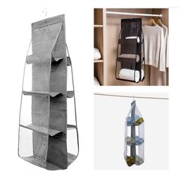 Storage Boxes Sell 6 Pocket Folding Hanging Large Clear Bag Space Saving Clothe Organizer Closet Household Dustproof Fabric