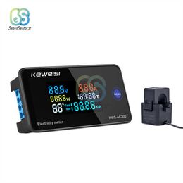 6 in 1 AC 220V 110V 50V~300V 100A Digital Ampermeter Power Energy Voltmeter Ammeter Volt Watt Kwh Temperature Metre Time