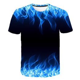 Men's T Shirts Flaming Blue Tshirt Men/women Shirt 3d Black Casual Top Anime Streatwear Short Sleeve XXS-6XL