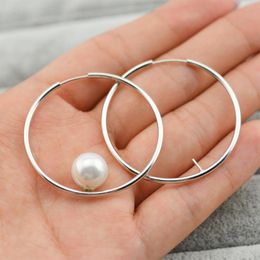Hoop Earrings & Huggie Simple Pearl Accessory Components 925 Sterling Silver Round Earring Jewellery Women Diy Wedding GiftHoop