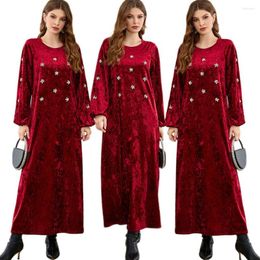 Ethnic Clothing Middle East Dubai Women Velvet Long Dress Muslim Luxury Party Gown Kaftan Rhinestone Abayas Arabic Islamic Jalabiya Turkey