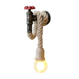 Water Pipe Wall Light Fixtures Delicate Retro Wall Sconce Light with Hemp Rope Wall Mounted Fixture for Reading Sconces Bar Sconces Study Sconces