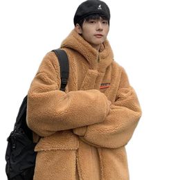Men's Wool & Blends Winter Jackets Lamb Coats Korean Style Oversize Hooded Parka Fashion Fur Coat ClothingMen's