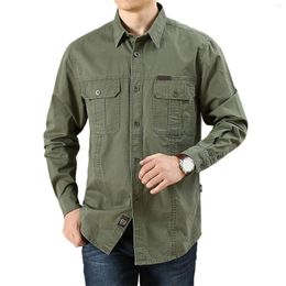 Men's Casual Shirts 2023 Spring Autumn Denim Men Long Sleeve Cotton Camiseta Masculina Army Military Camisa