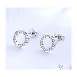 Stud Authentic 925 Sterling Sier Circle Earring With Original Box Set For Pandora Cz Diamond Women Fashion Earrings77 Q2 Drop Delive Dhown