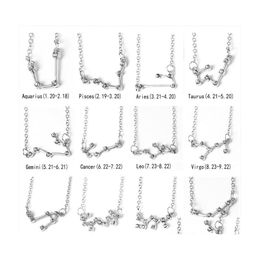 Pendant Necklaces 12 Constellation With Crystals Horoscope Sign Zircon Fashion Necklace Birthday Jewellery Gifts For Women A1Z F Drop Dhd0C