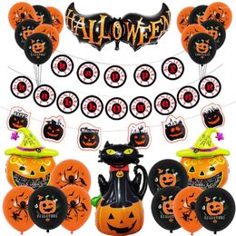 Party Decoration Halloween Balloons Sets Happy Banners Black Orange Latex For Scene Decorations