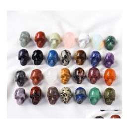 Stone Natural Crystal Ornaments Skl Carved Skeleton Shape Reiki Healing Quartz Mineral Tumbled Gemstones Hand Piece Home Decoration Dhkkr